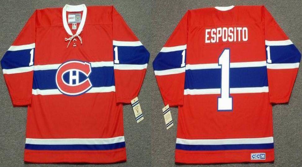 2019 Men Montreal Canadiens #1 Esposito Red CCM NHL jerseys